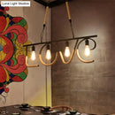 GobekUsa Industrial Metal and Rope Island Lamp with LOVE Design, 4 Bulbs, Beige Finish