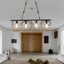 GobekUsa Industrial Metal and Rope Island Lamp with LOVE Design, 4 Bulbs, Beige Finish