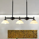 GobekUsa Industrial Cone Shade Hanging Light Kit with 3 White Glass Lights for Dining Room & Island Lighting