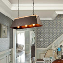 GobekUsa Industrial Metal and Wood Pendant Lamp - 3 Lights Island Lighting with Trapezoid Shade in Black for Dining Room