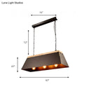 GobekUsa Industrial Metal and Wood Pendant Lamp - 3 Lights Island Lighting with Trapezoid Shade in Black for Dining Room