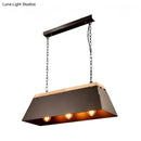 GobekUsa Industrial Metal and Wood Pendant Lamp - 3 Lights Island Lighting with Trapezoid Shade in Black for Dining Room