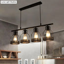 GobekUsa Industrial Metal Bar Chandelier: Black Birdcage Island Lighting Fixture