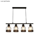 GobekUsa Industrial Metal Bar Chandelier: Black Birdcage Island Lighting Fixture