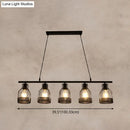 GobekUsa Industrial Metal Bar Chandelier: Black Birdcage Island Lighting Fixture