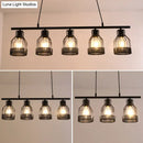 GobekUsa Industrial Metal Bar Chandelier: Black Birdcage Island Lighting Fixture