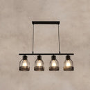 GobekUsa Industrial Metal Bar Chandelier: Black Birdcage Island Lighting Fixture