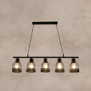 GobekUsa Industrial Metal Bar Chandelier: Black Birdcage Island Lighting Fixture