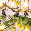 GobekUsa Industrial Black Metal Pendant Lighting: 4-Light Caged Island Design for Dining Room with Bird Accent