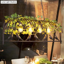 GobekUsa Industrial Black Metal Pendant Lighting: 4-Light Caged Island Design for Dining Room with Bird Accent