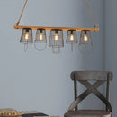 GobekUsa Industrial Black Metal Cage Island Lamp with Stylish Bucket Shade - 5 Lights for Living Room