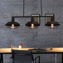 GobekUsa Barn Shade Metal Cage Island Light: Industrial 3-Head Hanging Light for Study Room in Black