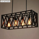 GobekUsa Industrial Metal Cage Island Pendant Light - Black Coffee Shop Chandelier Lamp