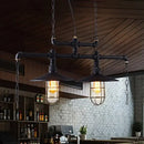 GobekUsa Black Metal Nautical Island Pendant Light with Flared Shade and 2 Lights - Perfect for Bars