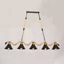 GobekUsa Industrial Metal Conical Island Ceiling Light Bar Pendant with Wavy Hemp Rope - Black