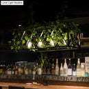GobekUsa Black Metal Pendant Light Fixture for Wine Bar - 4/6-Bulb Cuboid Plant Island Lamp