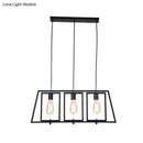 GobekUsa Industrial Metal Hanging Pendant Light Fixture - Trapezoid Frame - 3-Light - Black - Rectangle Shade - for Kitchen Island