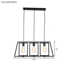 GobekUsa Industrial Metal Hanging Pendant Light Fixture - Trapezoid Frame - 3-Light - Black - Rectangle Shade - for Kitchen Island