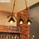 GobekUsa Industrial Black Metal Island Chandelier Cage Restaurant Light Fixture