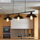 GobekUsa Black Metal Island Lamp: 3-Light Conical Chandelier for Restaurants and Warehouses