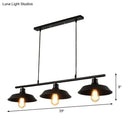 GobekUsa Black Metal Island Lamp: 3-Light Conical Chandelier for Restaurants and Warehouses