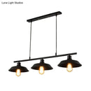 GobekUsa Black Metal Island Lamp: 3-Light Conical Chandelier for Restaurants and Warehouses