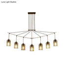 GobekUsa Industrial Metal Black Island Light Fixture with Mesh Bell Shades - 5/7-Head Hanging Ceiling Lamp
