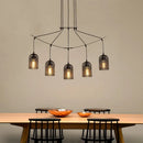 GobekUsa Industrial Metal Black Island Light Fixture with Mesh Bell Shades - 5/7-Head Hanging Ceiling Lamp