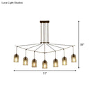 GobekUsa Industrial Metal Black Island Light Fixture with Mesh Bell Shades - 5/7-Head Hanging Ceiling Lamp