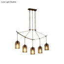 GobekUsa Industrial Metal Black Island Light Fixture with Mesh Bell Shades - 5/7-Head Hanging Ceiling Lamp