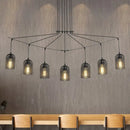 GobekUsa Industrial Metal Black Island Light Fixture with Mesh Bell Shades - 5/7-Head Hanging Ceiling Lamp