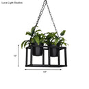 GobekUsa Black Metal Industrial Rectangle Island Light Fixture - 2/3/5 Bulbs LED Lamp with Plant Decor