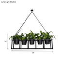 GobekUsa Black Metal Industrial Rectangle Island Light Fixture - 2/3/5 Bulbs LED Lamp with Plant Decor