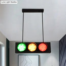 GobekUsa Industrial Black Metal Island Light Traffic Light Pendant for Living Room - 6 Light