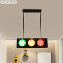 GobekUsa Industrial Black Metal Island Light Traffic Light Pendant for Living Room - 6 Light