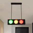 GobekUsa Industrial Black Metal Island Light Traffic Light Pendant for Living Room - 6 Light