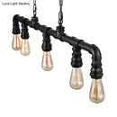 GobekUsa Farmhouse Style Linear Island Pendant Light with 5 Pipes in Black Metal