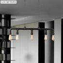 GobekUsa Farmhouse Style Linear Island Pendant Light with 5 Pipes in Black Metal