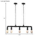 GobekUsa Farmhouse Style Linear Island Pendant Light with 5 Pipes in Black Metal