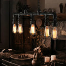 GobekUsa Farmhouse Style Linear Island Pendant Light with 5 Pipes in Black Metal