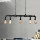 GobekUsa Farmhouse Style Linear Island Pendant Light with 5 Pipes in Black Metal