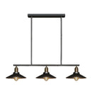 GobekUsa Industrial Black 3-Light Metal Island Pendant with Cone Shade - Perfect for Restaurant Lighting