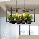 GobekUsa Industrial Metal Rectangular LED Plant Hanging Ceiling Light for Restaurants - Black 2 Heads Island Lamp