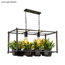 GobekUsa Industrial Metal Rectangular LED Plant Hanging Ceiling Light for Restaurants - Black 2 Heads Island Lamp