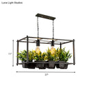 GobekUsa Industrial Metal Rectangular LED Plant Hanging Ceiling Light for Restaurants - Black 2 Heads Island Lamp