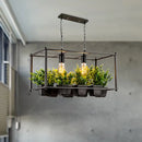 GobekUsa Industrial Metal Rectangular LED Plant Hanging Ceiling Light for Restaurants - Black 2 Heads Island Lamp