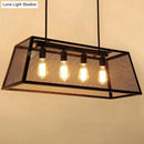 GobekUsa Industrial Black Metal Pendant Light Fixture - 4 Light Rectangular Frame - Chain/Downrods Included