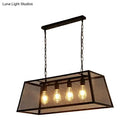 GobekUsa Industrial Black Metal Pendant Light Fixture - 4 Light Rectangular Frame - Chain/Downrods Included