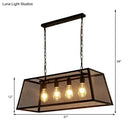 GobekUsa Industrial Black Metal Pendant Light Fixture - 4 Light Rectangular Frame - Chain/Downrods Included
