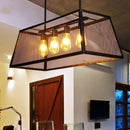 GobekUsa Industrial Black Metal Pendant Light Fixture - 4 Light Rectangular Frame - Chain/Downrods Included